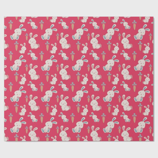 Cute & Happy Easter Bunnies Red Cadeaupapier (Vlak)