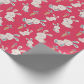 Cute & Happy Easter Bunnies Red Cadeaupapier (Hoek)