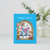 Cute Happy Easter bunny Feestdagenkaart (Staand voorkant)