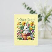 Cute Happy Easter bunny Feestdagenkaart (Staand voorkant)