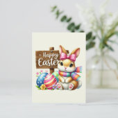 Cute Happy Easter bunny Feestdagenkaart (Staand voorkant)