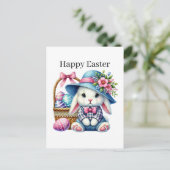Cute Happy Easter bunny Feestdagenkaart (Staand voorkant)