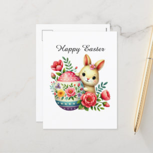 Cute Happy Easter bunny Feestdagenkaart