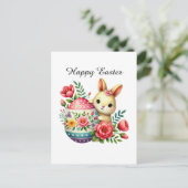 Cute Happy Easter bunny Feestdagenkaart (Staand voorkant)