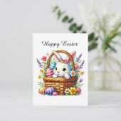 Cute Happy Easter bunny Feestdagenkaart (Staand voorkant)