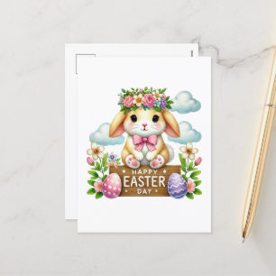 Cute Happy Easter bunny Feestdagenkaart