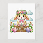 Cute Happy Easter bunny Feestdagenkaart (Voorkant)