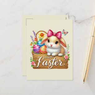 Cute Happy Easter bunny Feestdagenkaart