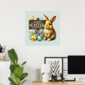 Cute Happy Easter bunny Poster (Thuiskantoor)