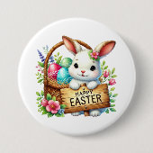 Cute Happy Easter bunny Ronde Button 7,6 Cm (Voorkant)