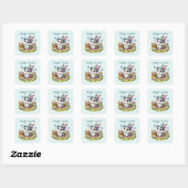Cute Happy Easter bunny Vierkante Sticker (Vel)