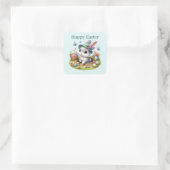 Cute Happy Easter bunny Vierkante Sticker (Tas)