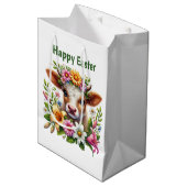 Cute Happy Easter cow customizable Medium Cadeauzakje (Voorkant Gekanteld)