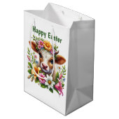 Cute Happy Easter cow customizable Medium Cadeauzakje (Achterkant Gekanteld)