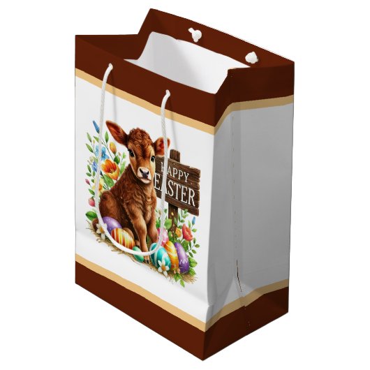Cute Happy Easter cow Medium Cadeauzakje (Voorkant Gekanteld)