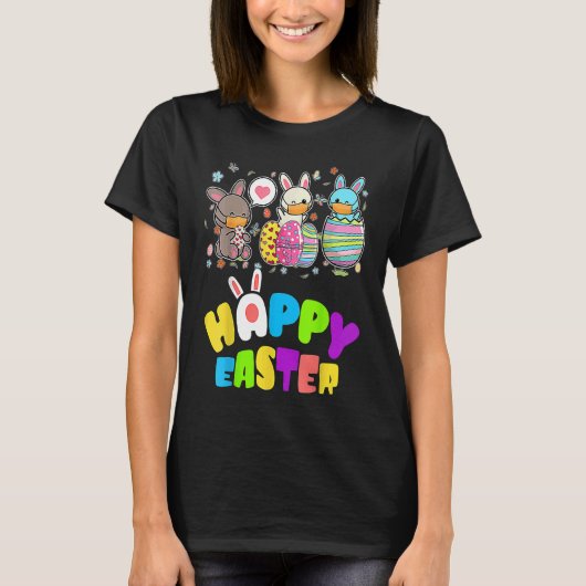 Cute   Happy Easter Eggs Quarantine Bunnies T-shirt (Voorkant)