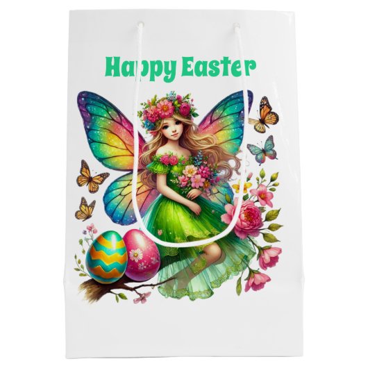 Cute Happy Easter fairy  Medium Cadeauzakje (Achterkant)