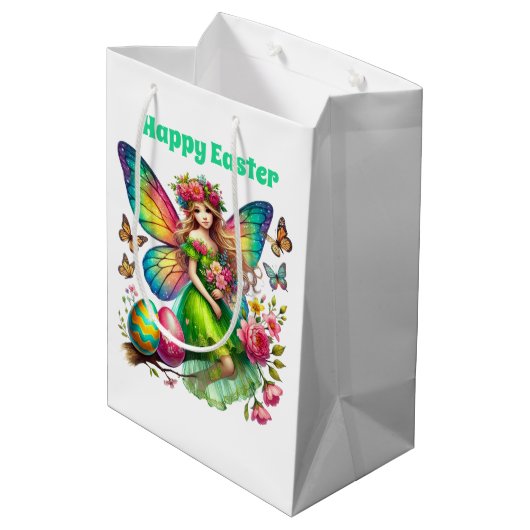 Cute Happy Easter fairy  Medium Cadeauzakje (Achterkant Gekanteld)