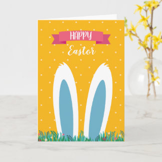 Cute Happy Easter Greeting Card with Bunny  Kaart