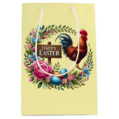 Cute Happy Easter rooster  Medium Cadeauzakje (Voorkant)