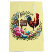 Cute Happy Easter rooster  Medium Cadeauzakje (Achterkant)