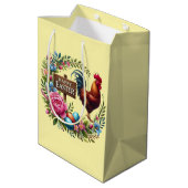 Cute Happy Easter rooster  Medium Cadeauzakje (Achterkant Gekanteld)