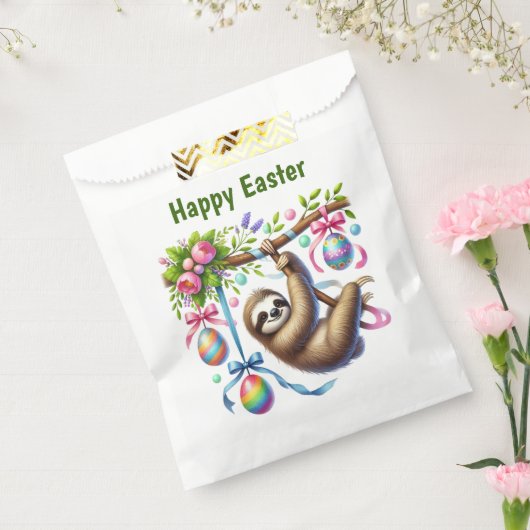 Cute Happy Easter sloth  Bedankzakje (Gezegeld)