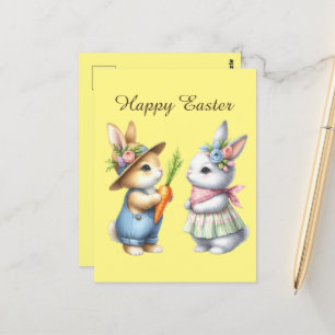 Cute Happy Easter waterverf Briefkaart