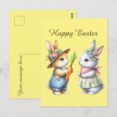 Cute Happy Easter waterverf Briefkaart (Voorkant / Achterkant)