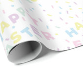 Cute Happy Easter Word Confetti Pattern Cadeaupapier (Rol Hoek)