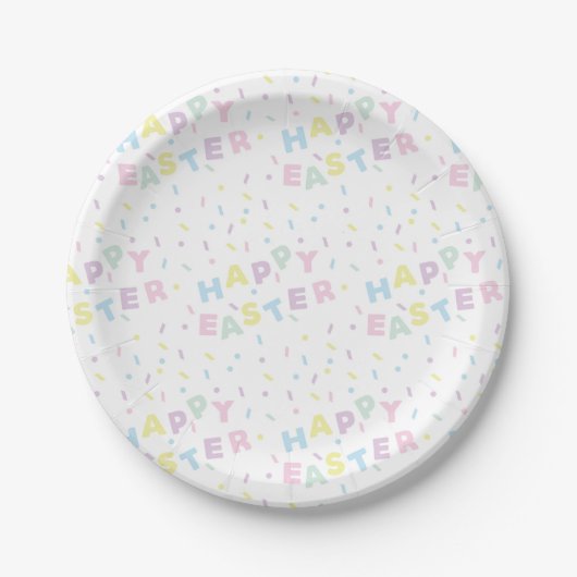 Cute Happy Easter Word Confetti Pattern Papieren Bordje (Voorkant)