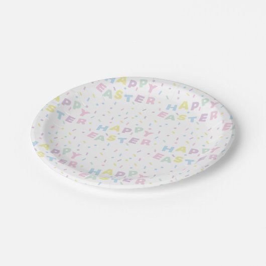 Cute Happy Easter Word Confetti Pattern Papieren Bordje (Gekanteld)
