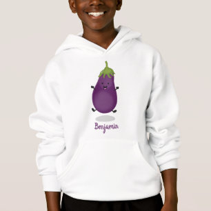 Cute happy eggplant cartoon