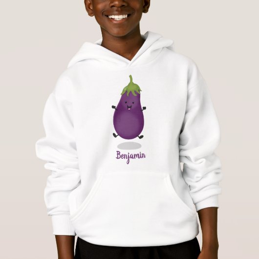 Cute happy eggplant cartoon (Voorkant)