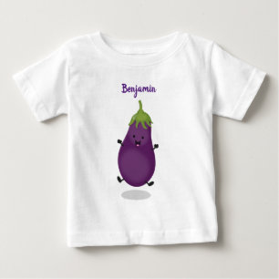 Cute happy eggplant cartoon