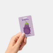 Cute happy eggplant cartoon badge (Handheld)