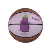 Cute happy eggplant cartoon basketbal (Voorkant)
