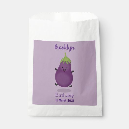 Cute happy eggplant cartoon bedankzakje (Voorkant)