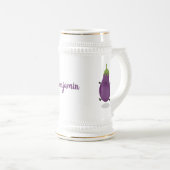 Cute happy eggplant cartoon bierpul (Voorkant rechts)