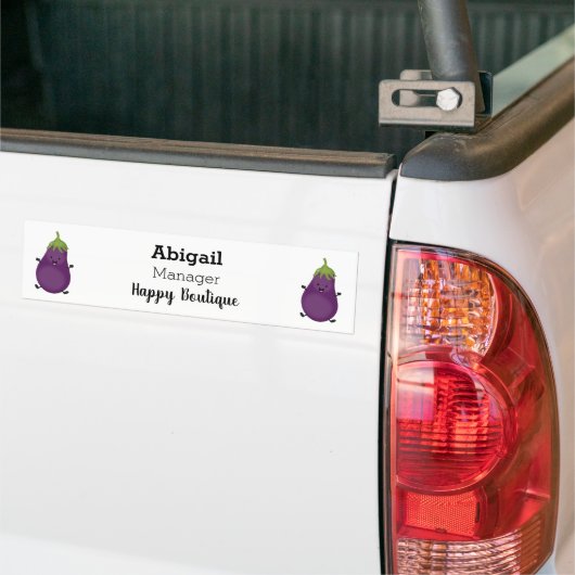 Cute happy eggplant cartoon bumpersticker (Op Truck)