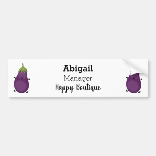 Cute happy eggplant cartoon bumpersticker (Voorkant)