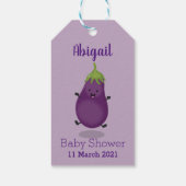 Cute happy eggplant cartoon cadeaulabel (Achterkant)