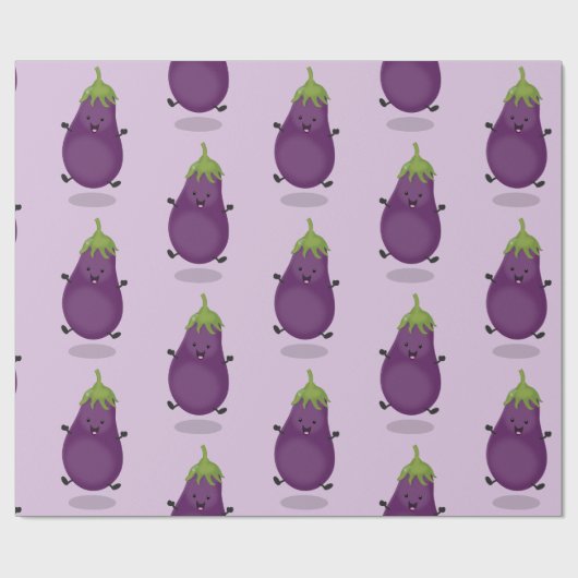 Cute happy eggplant cartoon cadeaupapier (Vlak)