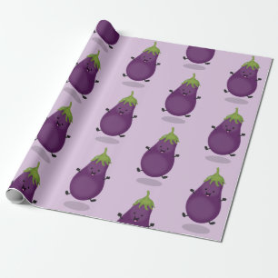 Cute happy eggplant cartoon cadeaupapier
