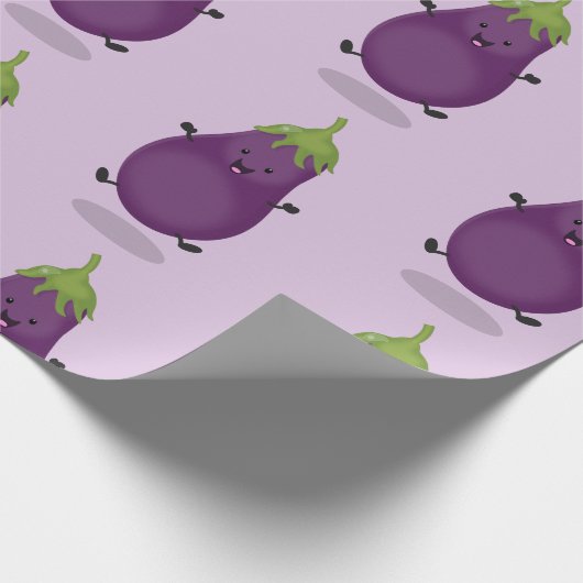 Cute happy eggplant cartoon cadeaupapier (Hoek)
