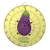 Cute happy eggplant cartoon dartbord (Voorkant)