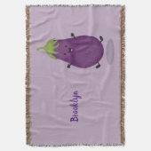 Cute happy eggplant cartoon deken (Voorkant Verticaal)