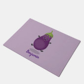 Cute happy eggplant cartoon deurmat (Schuin)