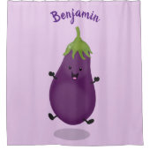 Cute happy eggplant cartoon douchegordijn (Voorkant)