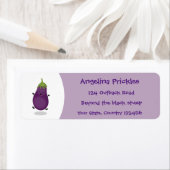 Cute happy eggplant cartoon etiket (Insitu)